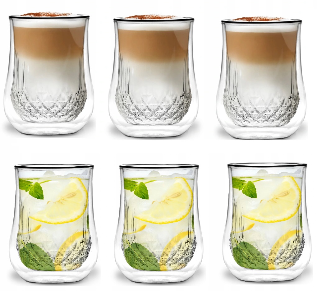 

Szklanki 6 Termiczne Kawy Latte Herbaty Diamante