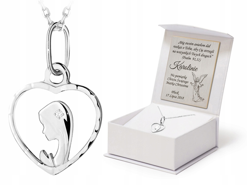 Zlatý Komplet pr. 585 Řetízek 50 cm Medailon Srdce s briliantem 0,01 ct 14k