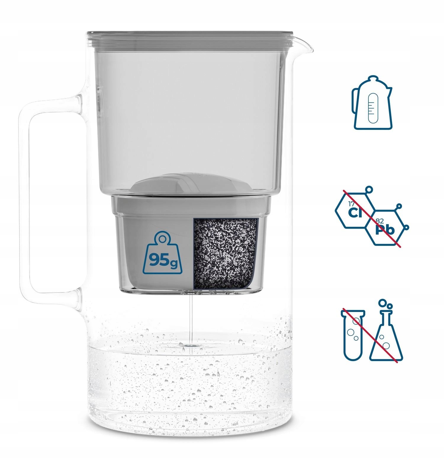 DZBANEK SZKLANY WESSPER D2 BOROSILICATE 3l + 10x FILTR WKŁAD WODY WESSPER Kod producenta WES201-GR_+_9X_FL01