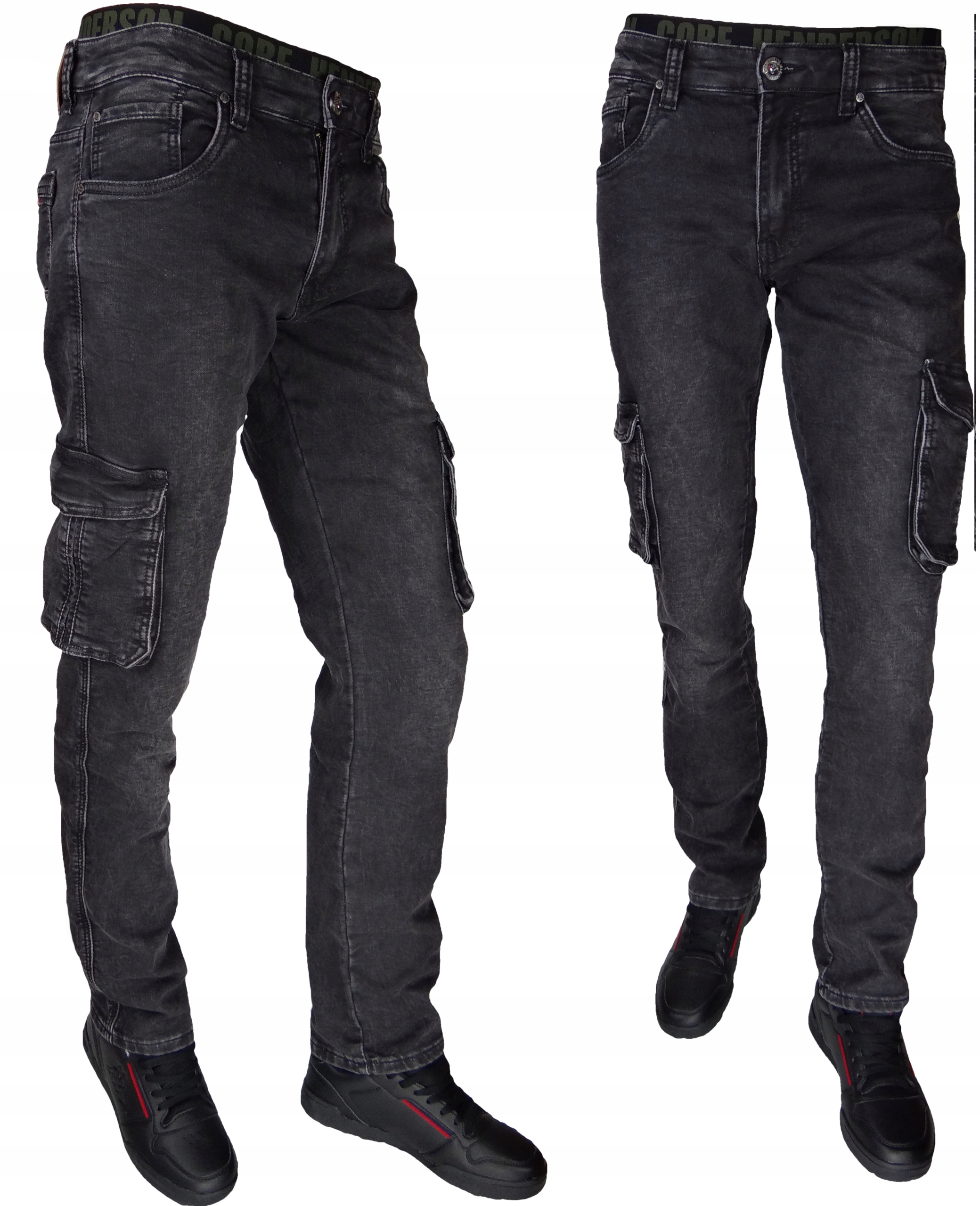 Spodnie Bojówki ST 37 CZARNE Zdekatyzowane Elast. Kieszenie Różne Rozmiary Marka inna