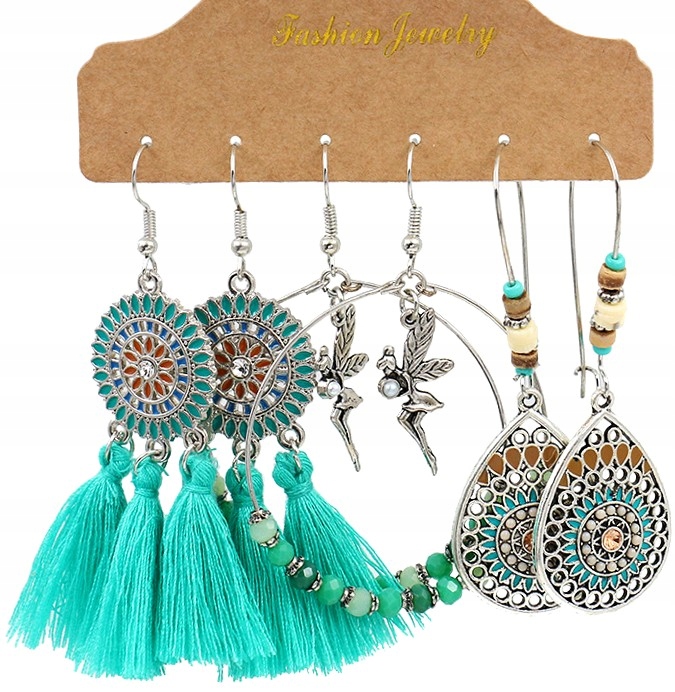 

Kolczyki boho zestaw malowane Vintage etniczne