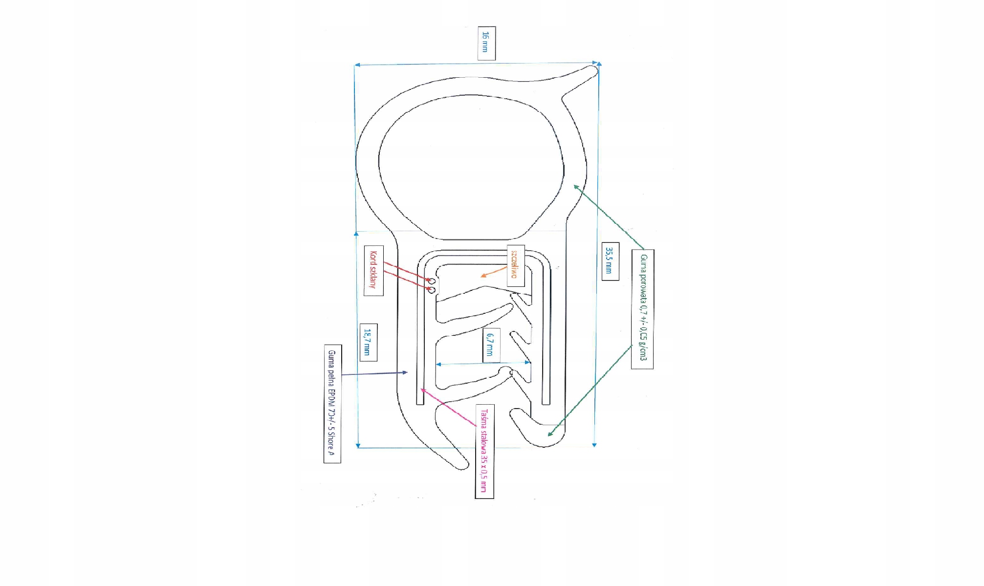 USZCZELKA GUMOWA BUS LT CRAFTER MOVANO GTO7 Numer katalogowy części GTO7