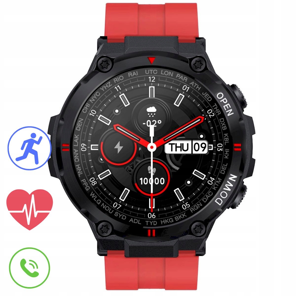 Gravity GT7-5 červený pánský chytré hodinky s funkcí hovoru
