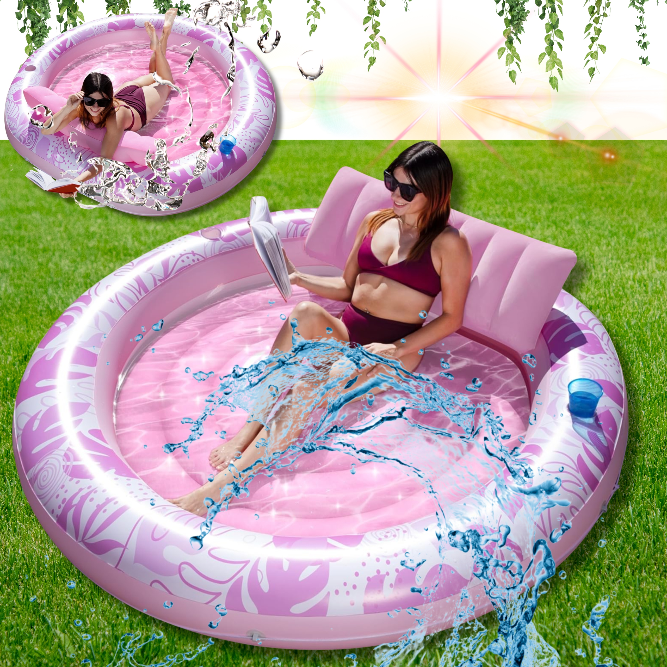 Matrace Plovák Plavání Lehátko Opalování Polštářem Nafukovací Do Vody Vana!