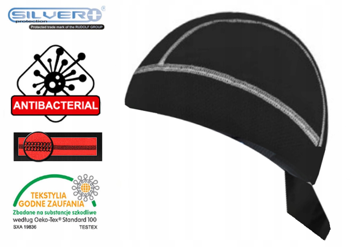 MOTO CHUSTA BANDANA MOTOCYKLOWA OCHRONNA NA GŁOWĘ CZARNA Długość 60 cm