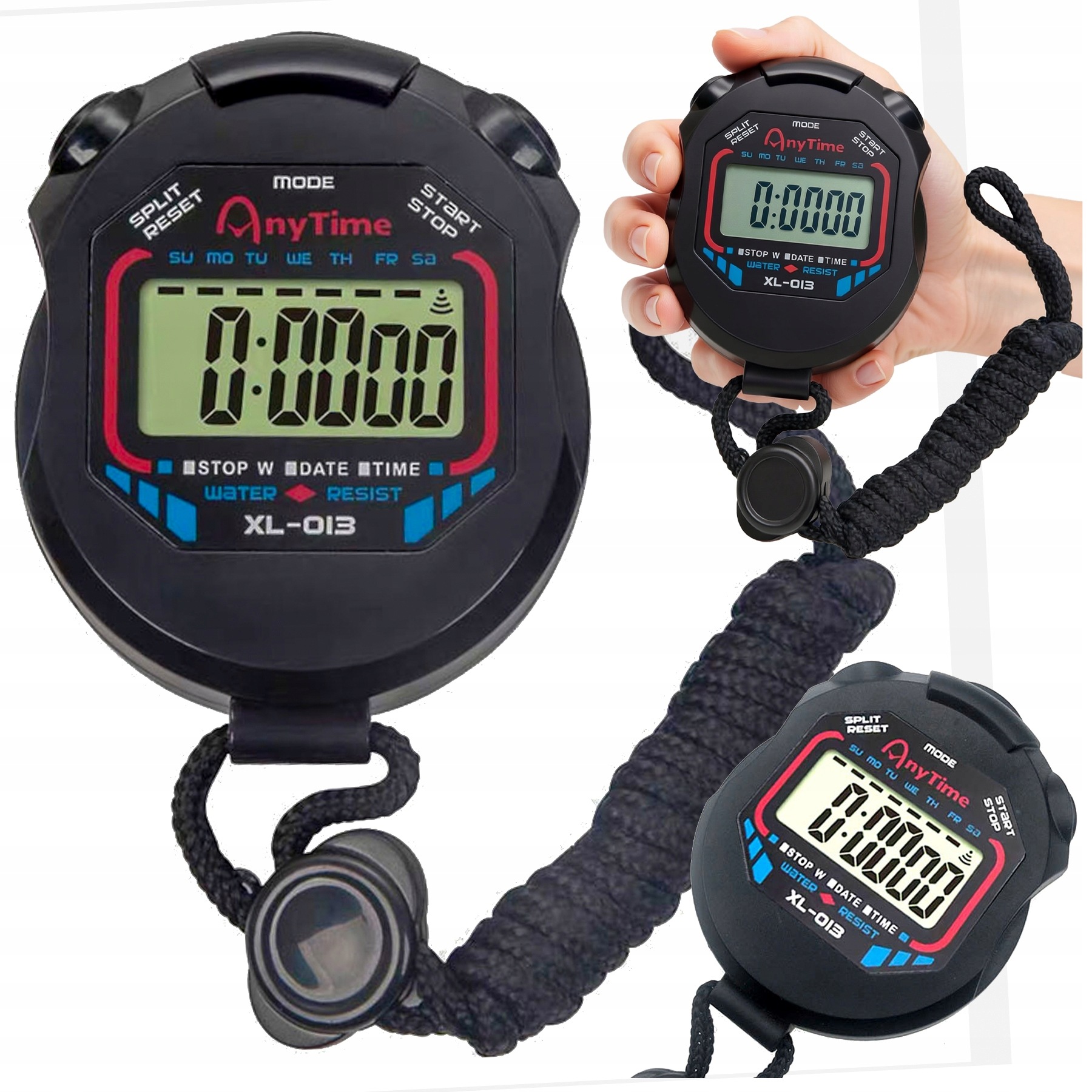 Stoper Sportowy Zegar LCD Cyfrowy Duży Datownik Alarm Treningowy Meczowy