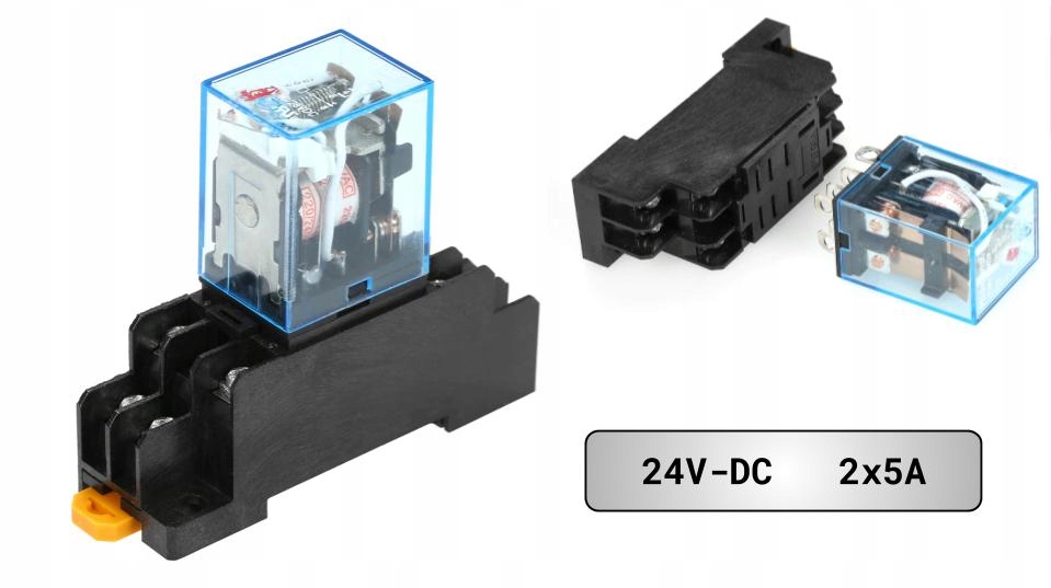 

Stycznik Przekaźnik 24V DC z Podstawką 2x5A 1x10A