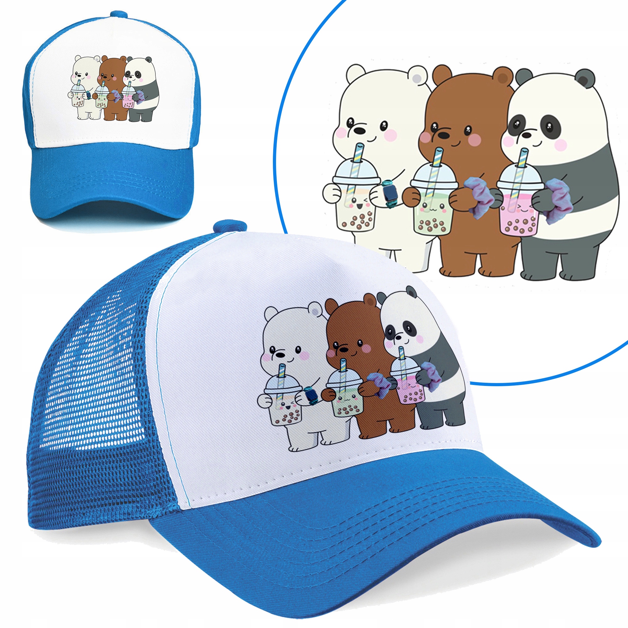 

Czapka Niebieska z Daszkiem Na Lato Bare Bears Wz