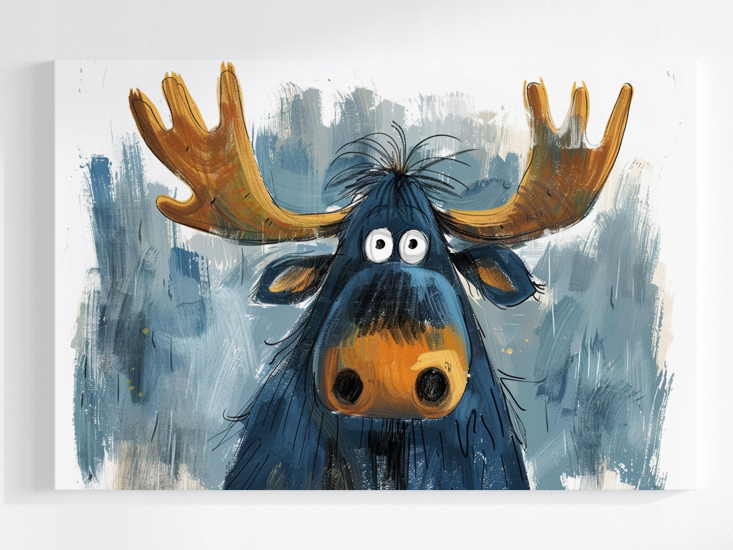 Obraz Na Plátně Canvas Portrét Zábavný Modrý Los Sob Roháč 120x80
