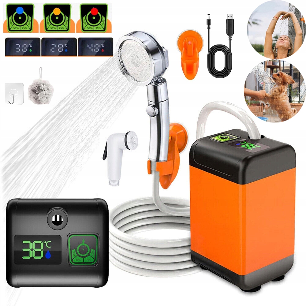 Přenosná Turistická Kempingová Elektrická Sprcha S Pumpou 6000MAH 12V