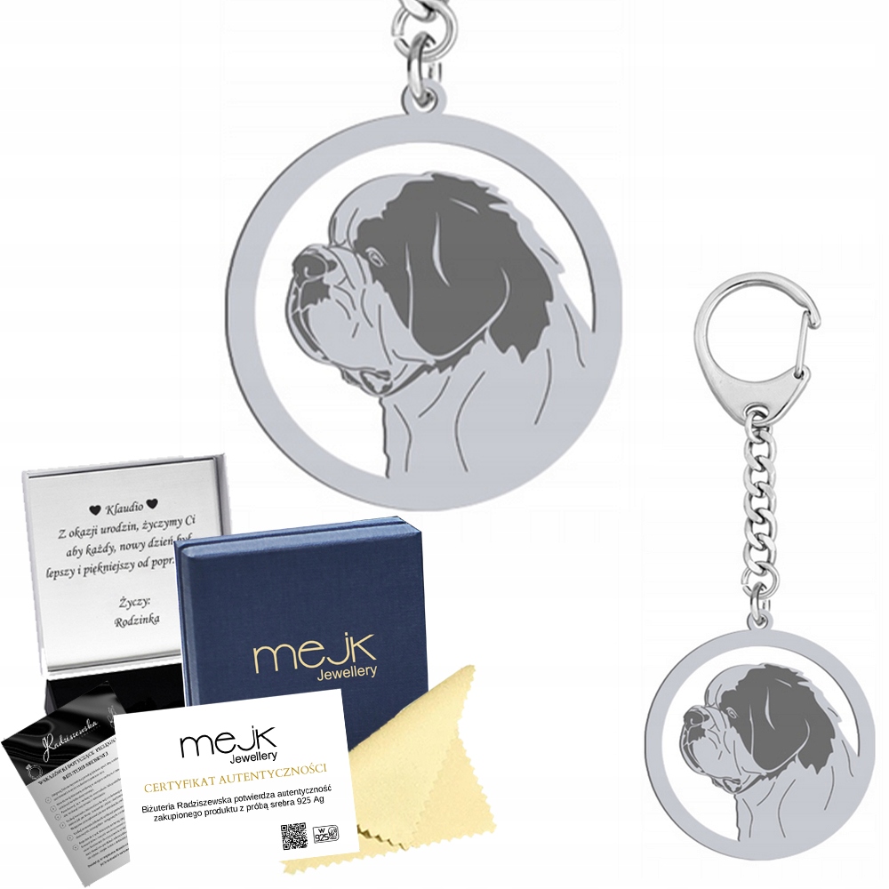 Bernardýn Stříbrný Přívěsek Na Klíče Přívěsek na klíče 925 dárek Gravírování Bonus