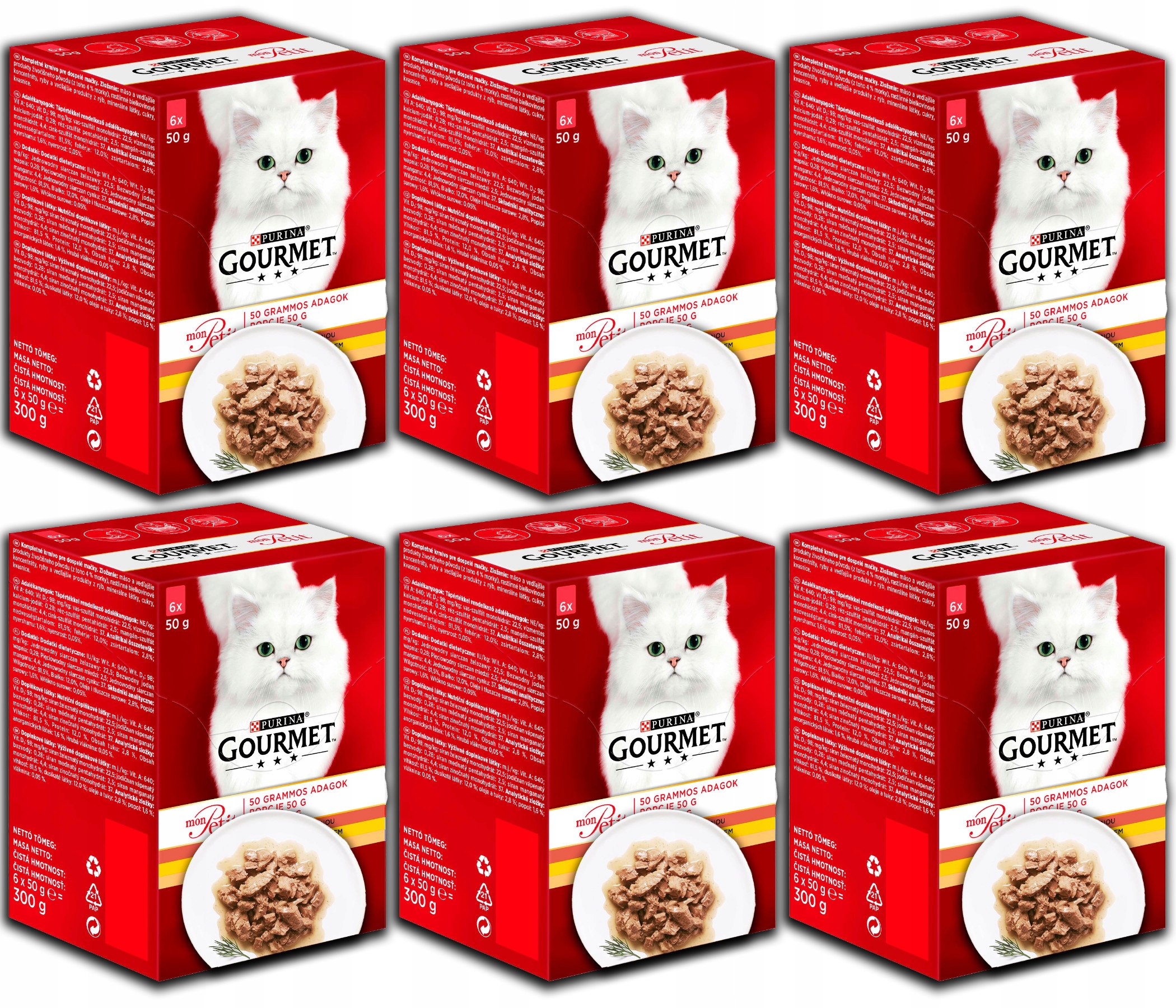 mokré krmivo pro kočky Gourmet Mon Petit kuřecí kachna krůta 6x50 g