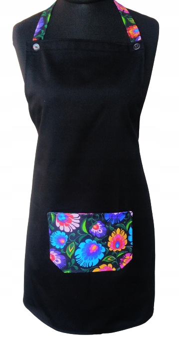 FARTUSZEK FOLK FARTUCH KUCHENNY FOLKOWY CZARNY ŁOW