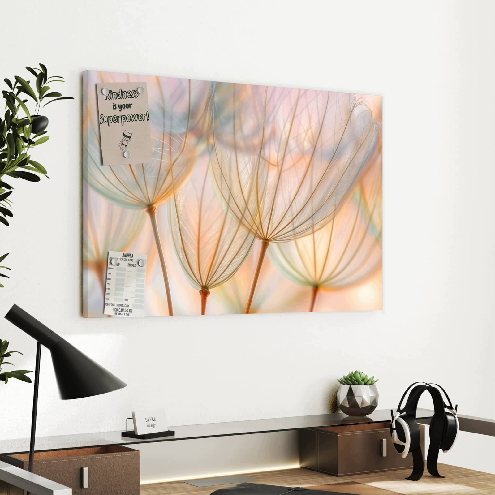 Magnetická tabule Pampelišky Umění 60 × 40 cm