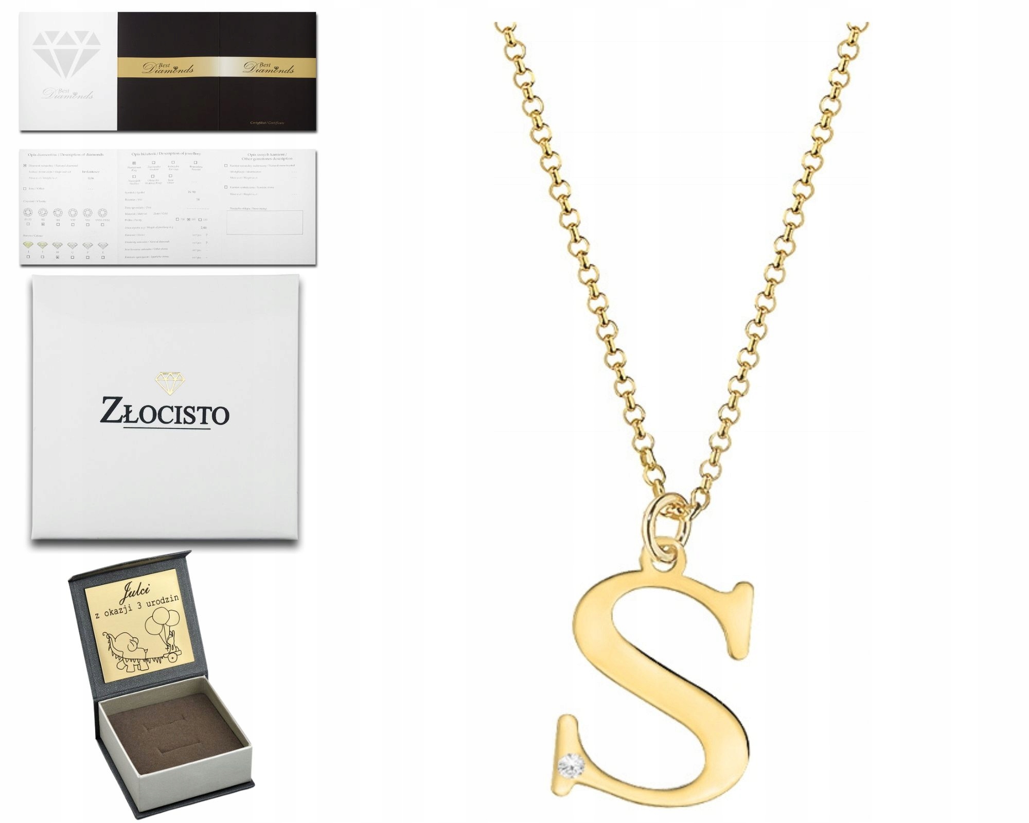 Zlatý Náhrdelník Písmenko S Briliantem Gravírování 585