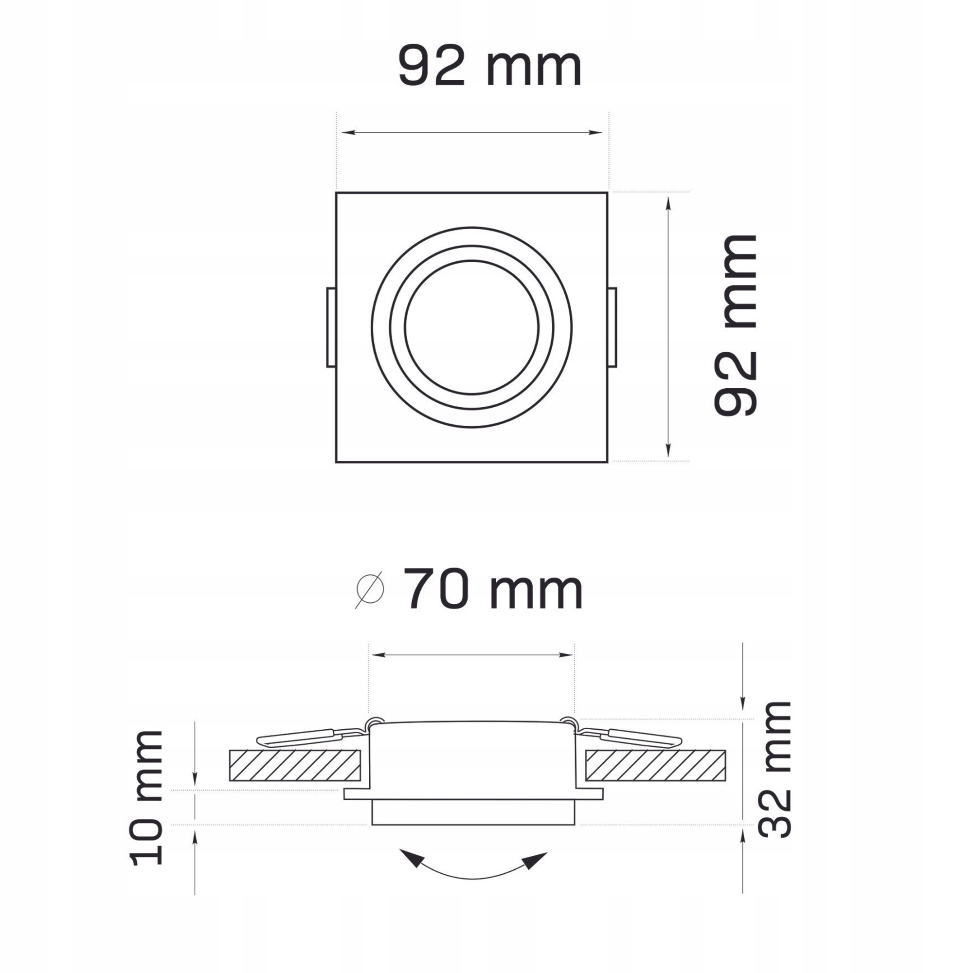 OPRAWA WPUSZCZANA HALOGENOWA RUCHOMA KWADRATOWA SPOT LED CZARNA/ZŁOTA Marka Goldlux
