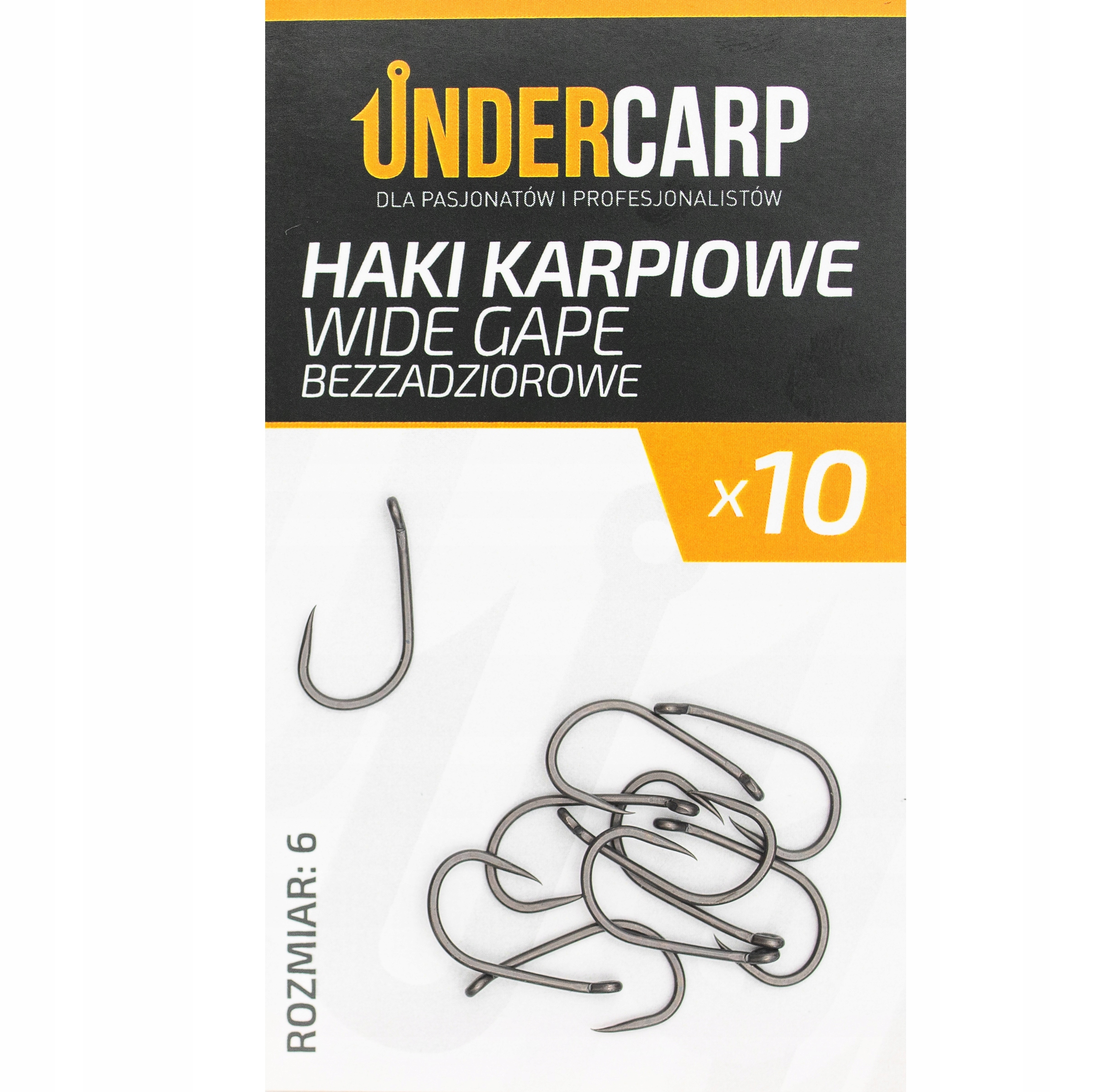 Haczyki bezzadziorowe Wode Gape rozmiar 6 10 sztuk Undercarp