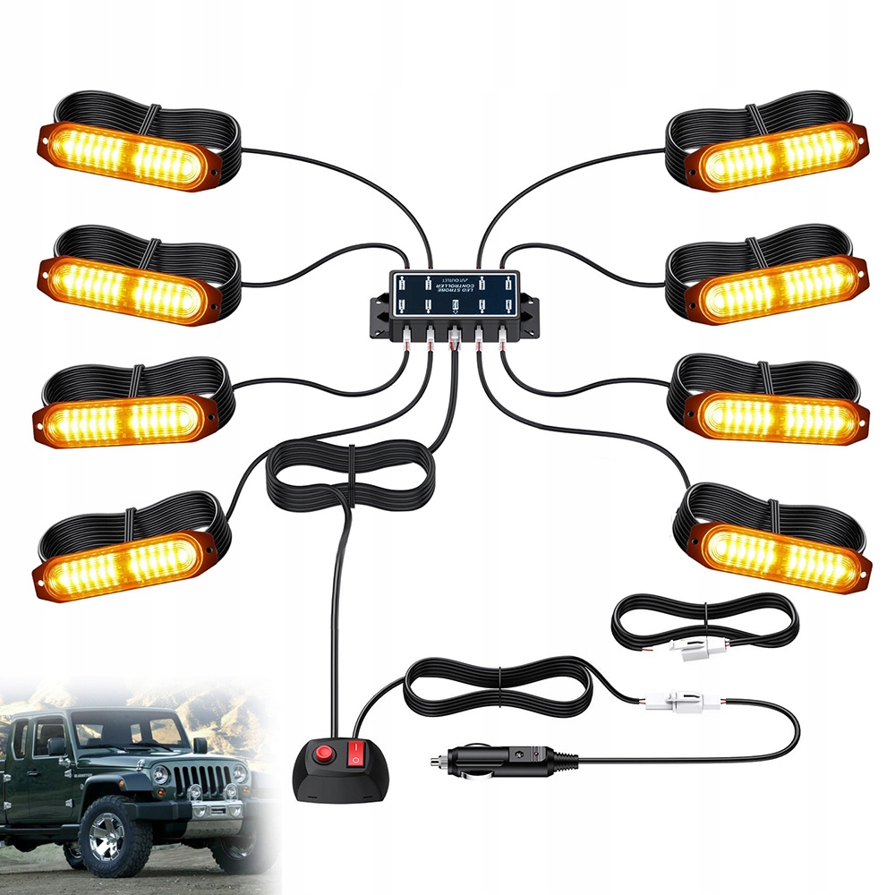 8 x Výstražné Lampy Stroboskop Pomoc Autopřepravník 12 Led 12V 24V IP65