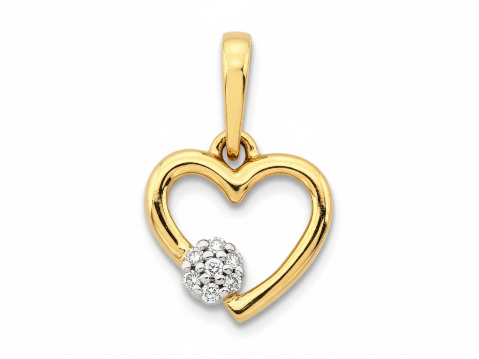 Jemný zlatý přívěsek 585 srdce s brilianty 0,02 ct na Valentýna