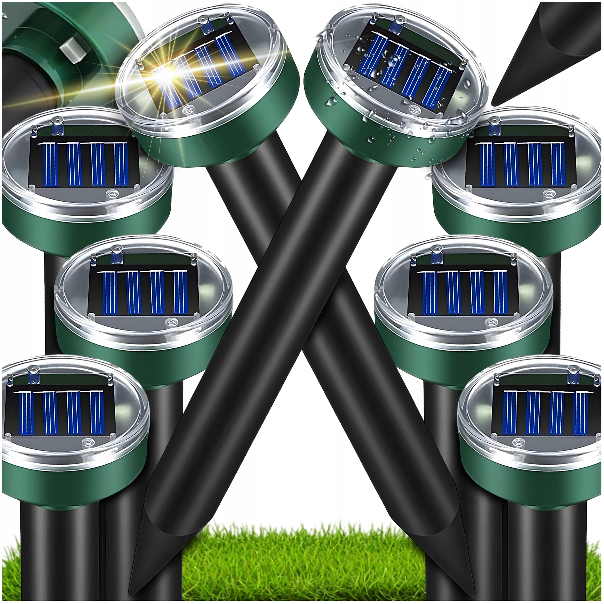 8X Silny Odstraszacz Na Krety Solarny Nornice Myszy Kuny Gryzonie 6800m²