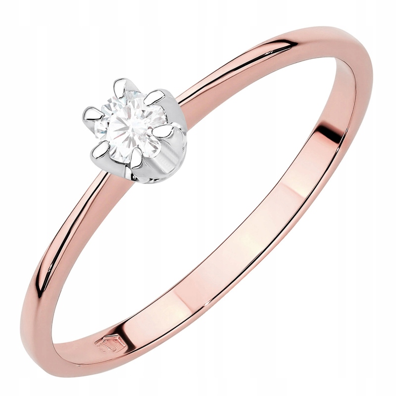 Zlatý Prstýnek pr. 585 14k Laboratorní diamant 0,10ct
