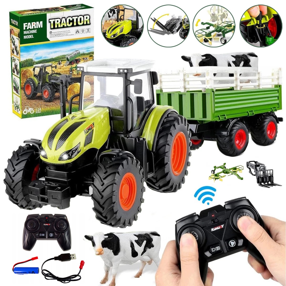 Rc Hračka Zemědělský Traktor Pro Děti, Rc Hračka Traktor Se Světlem