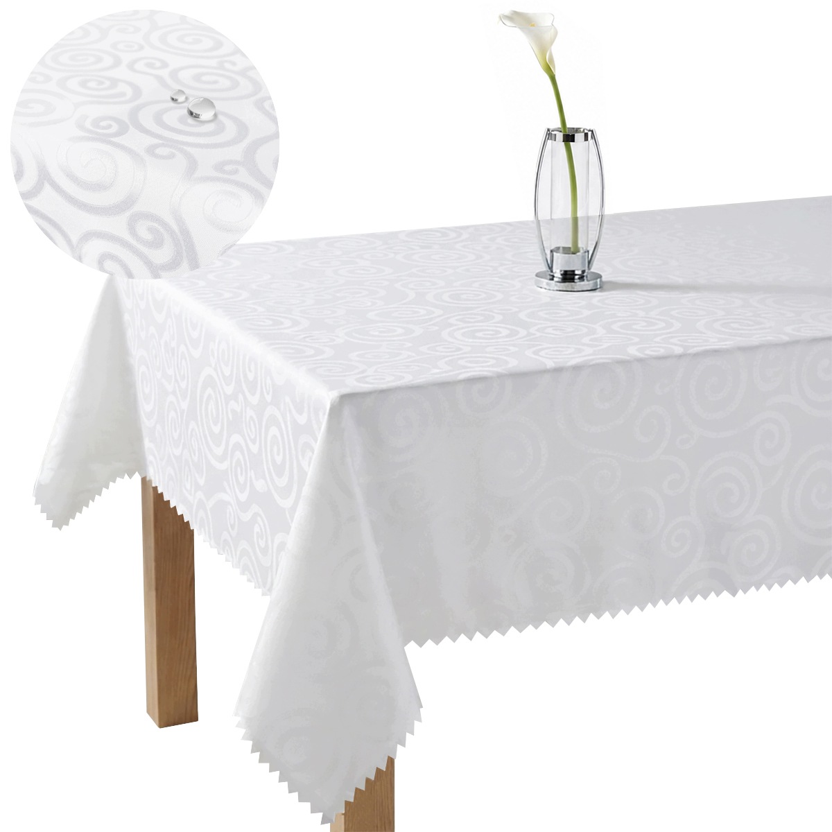 Ubrus odolný proti skvrnám Bílý 160 x 700 cm Polský Elegantní vzor Hlemýžď Obývací pokoj