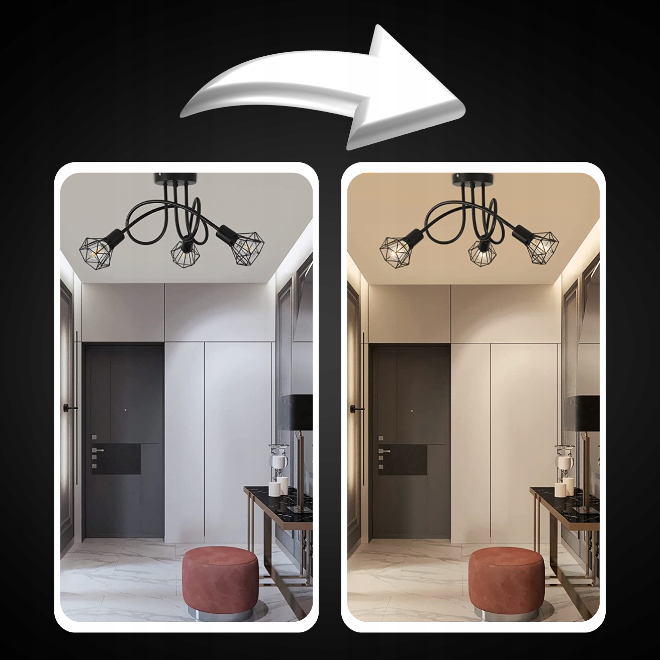 LAMPA WISZĄCA SUFITOWA 60W ŻYRANDOL LOFT BRYLANT DO POKOJU SYPIALNI SALONU Szerokość produktu 51 cm