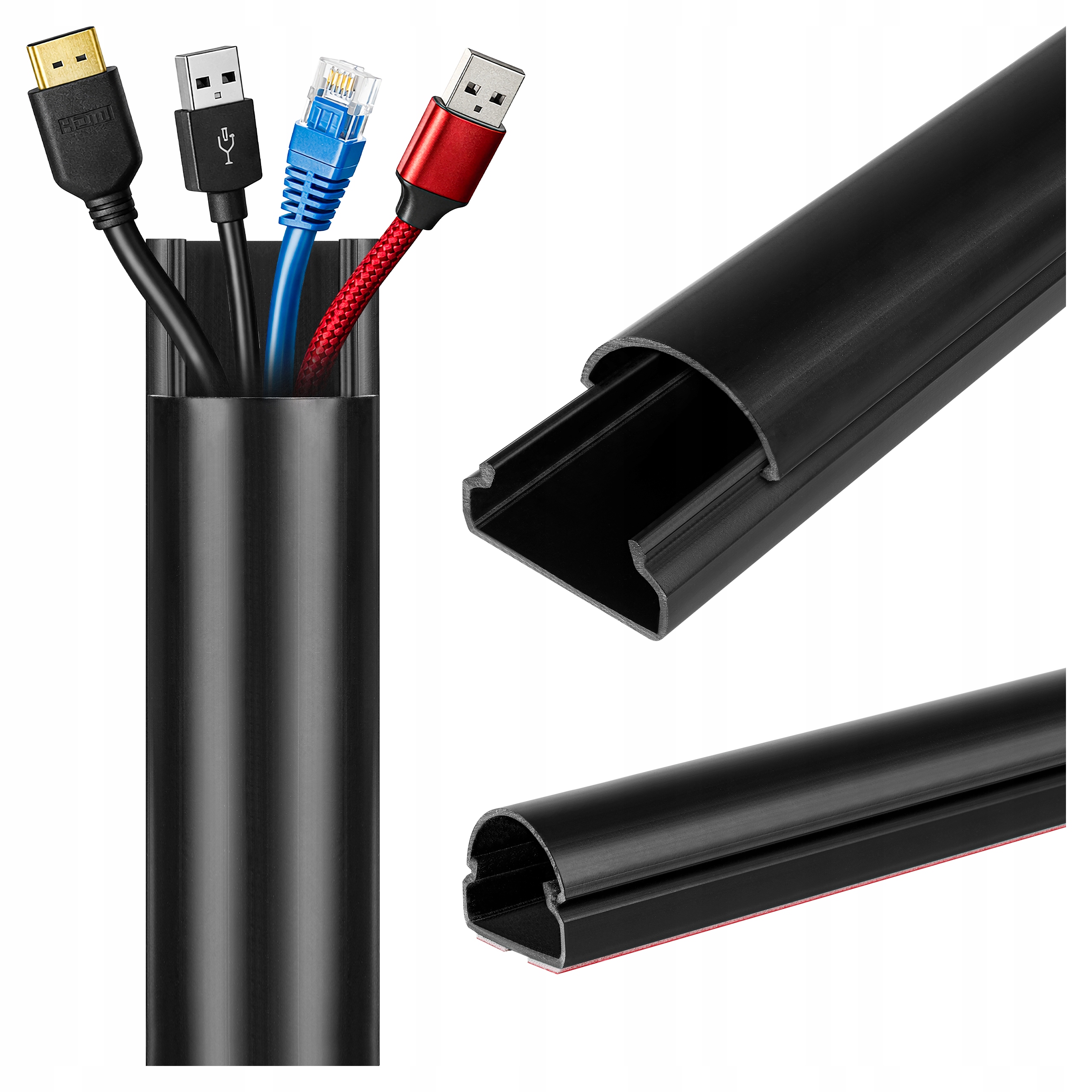 Maskownica kabli RTV 65cm samoprzylepna PCV czarna 65 cm