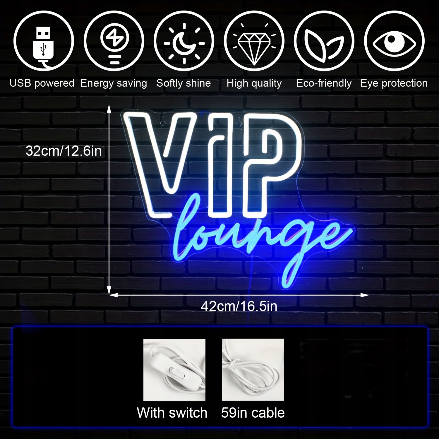 1 Szt. Neony Horseneon VIP Lounge, Do Dekoracji Ścian, Neony LED VIP Do Rodzaj gwintu wymienny moduł LED