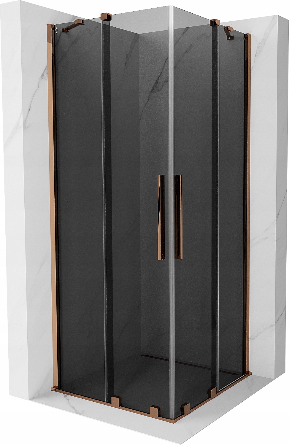 Mexen Velar Duo sprchový kout 90x90 cm, grafit/růžové zlato