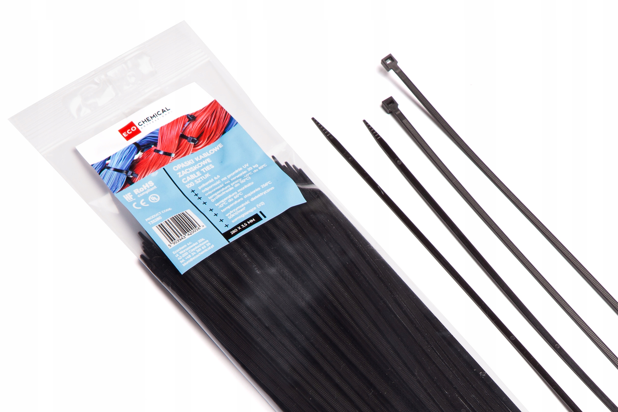 100ШТ ЧЕРНЫЙ ТРИТИТ ХОМУТЫ 280X3, 5 ММ