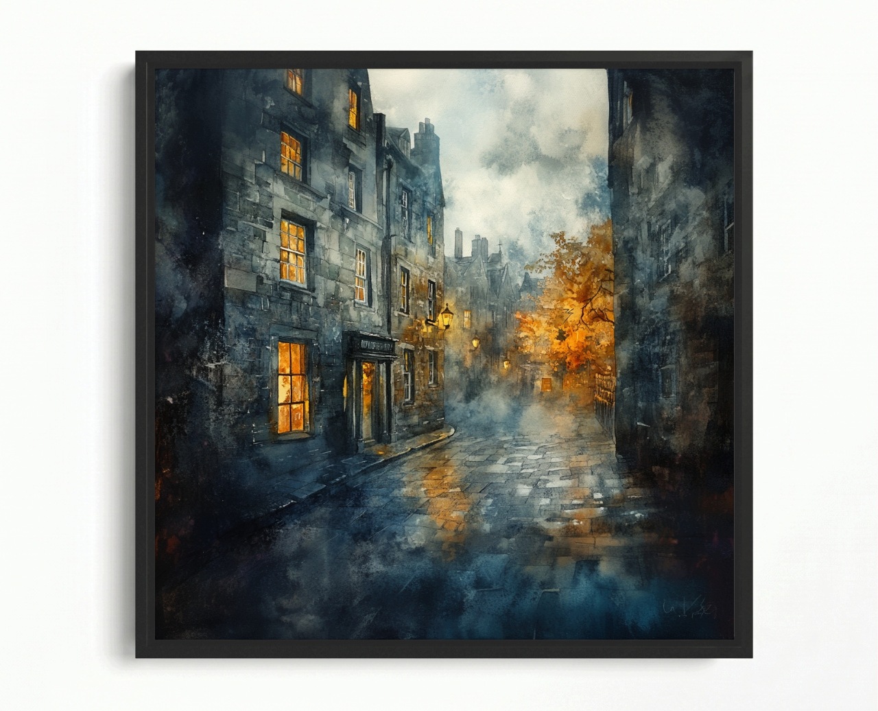 Obraz Rám Americký Box Město Edinburgh Ulice Večer Podzim Pohled 40x40
