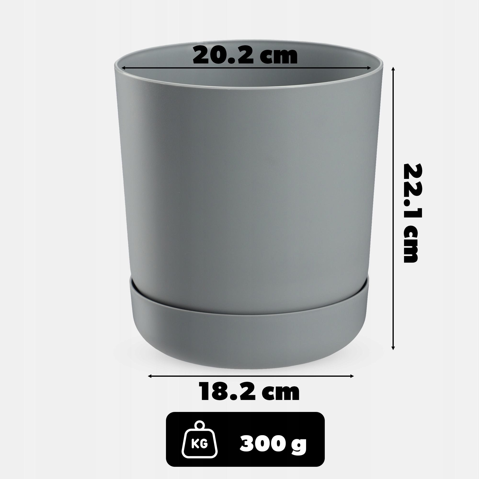 DONICZKA DONICA Z PODSTAWKĄ 20cm SZARA MAT Kod producenta K8328
