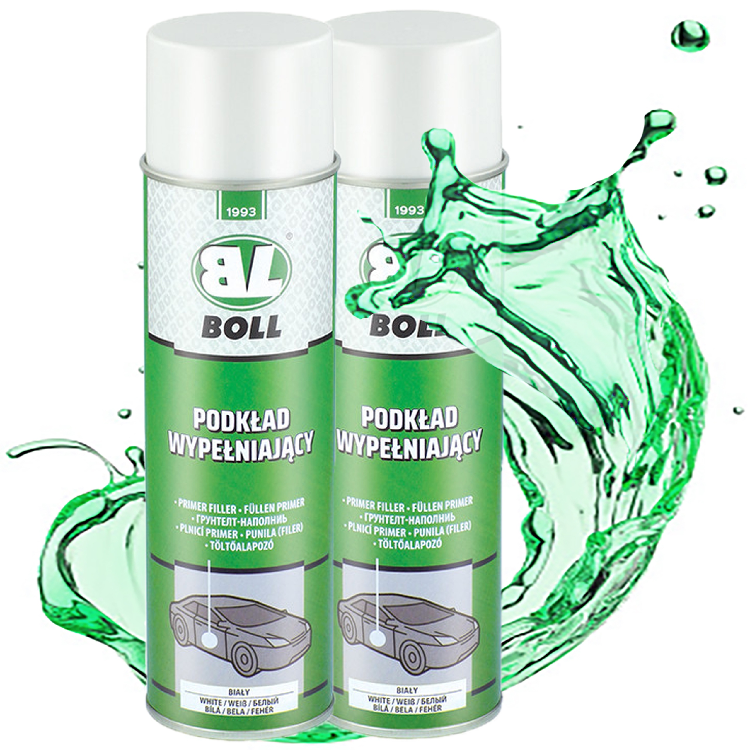 Podkład Wypełniający Wyrównujący Akrylowy Szybkoschnący Spray Biały Boll x2