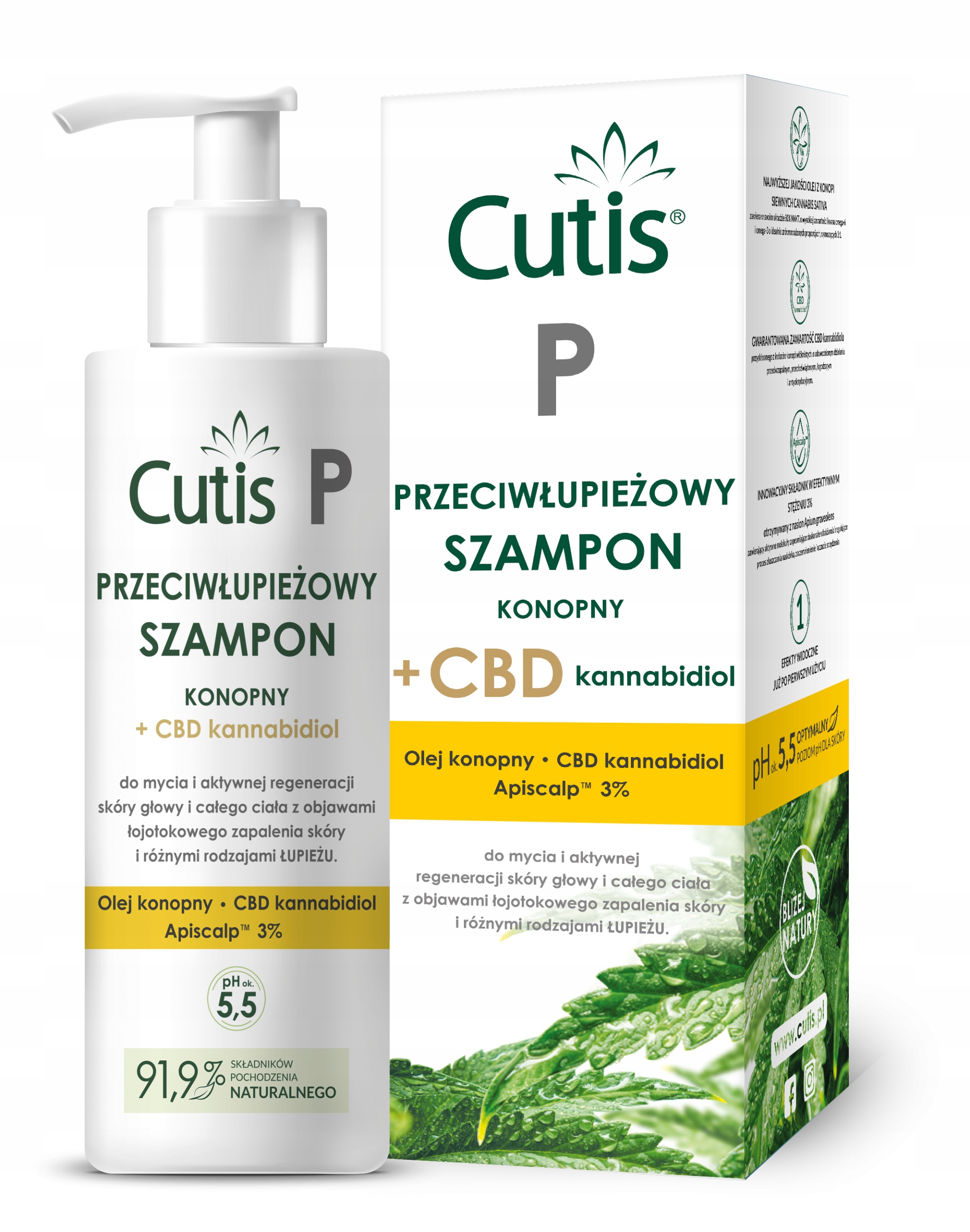 2 x Cutis P Szampon Konopny łojotokowe zapalenie skóry