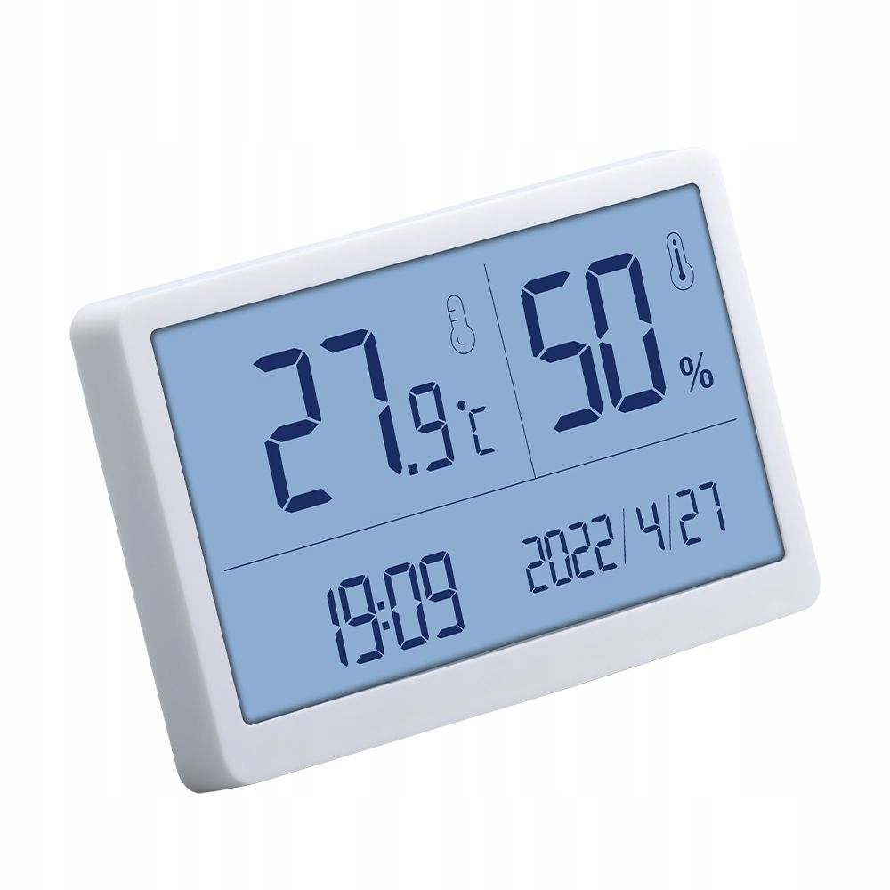 TERMOHIGROMETR HIGROMETR TERMOMETR MIERNIK WILGOTNOŚCI I TEMPERATURY ZEGAR Model GM1372