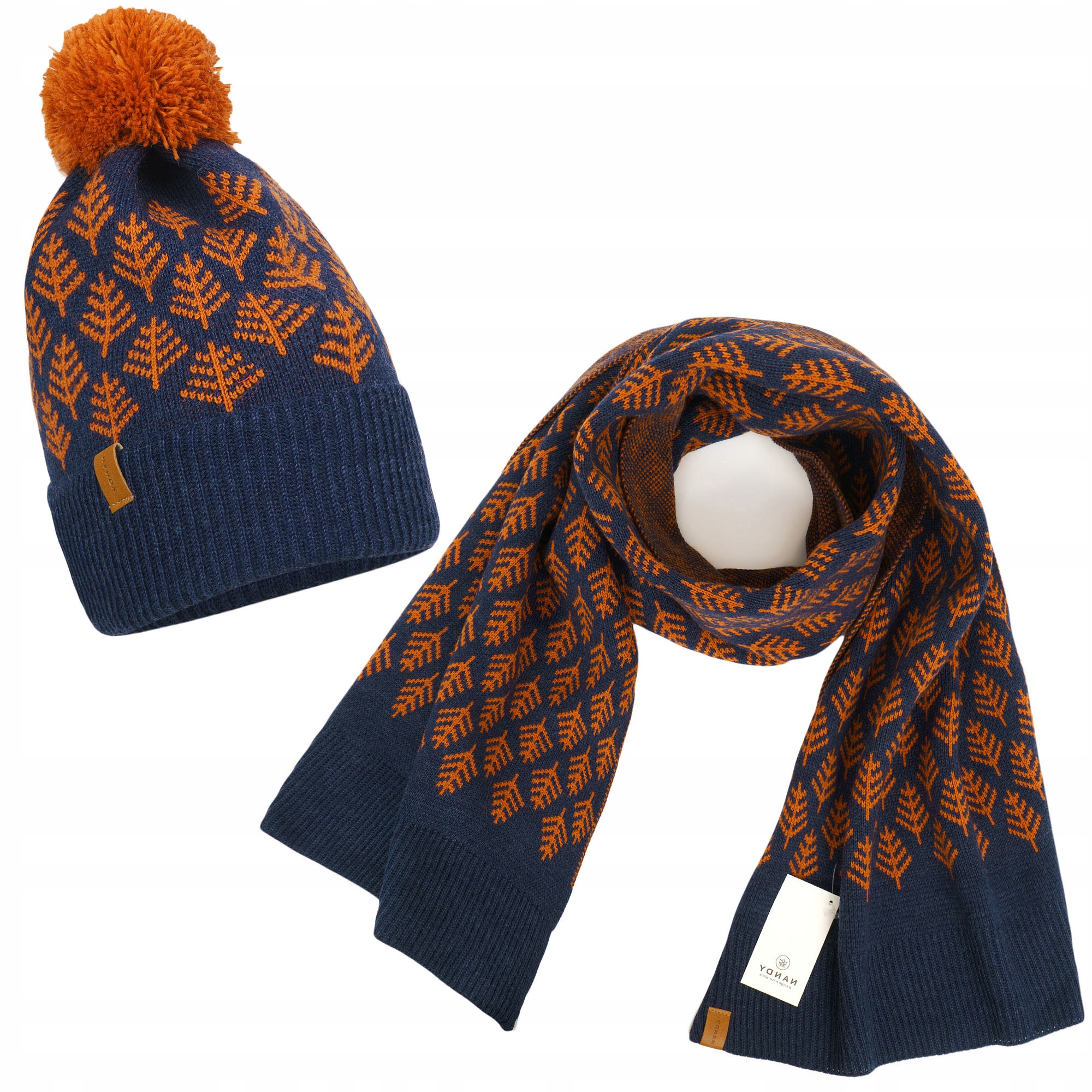 Nandy Sada: Čepice a Šála Teplá Zimní Vánoční stromky Zimní Set Barvy