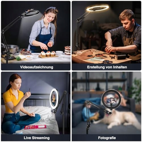 EVERSHOP Lampa Pierścieniowa LED 10" Stojak Telefon Zdalne Sterowanie — miniatura 2