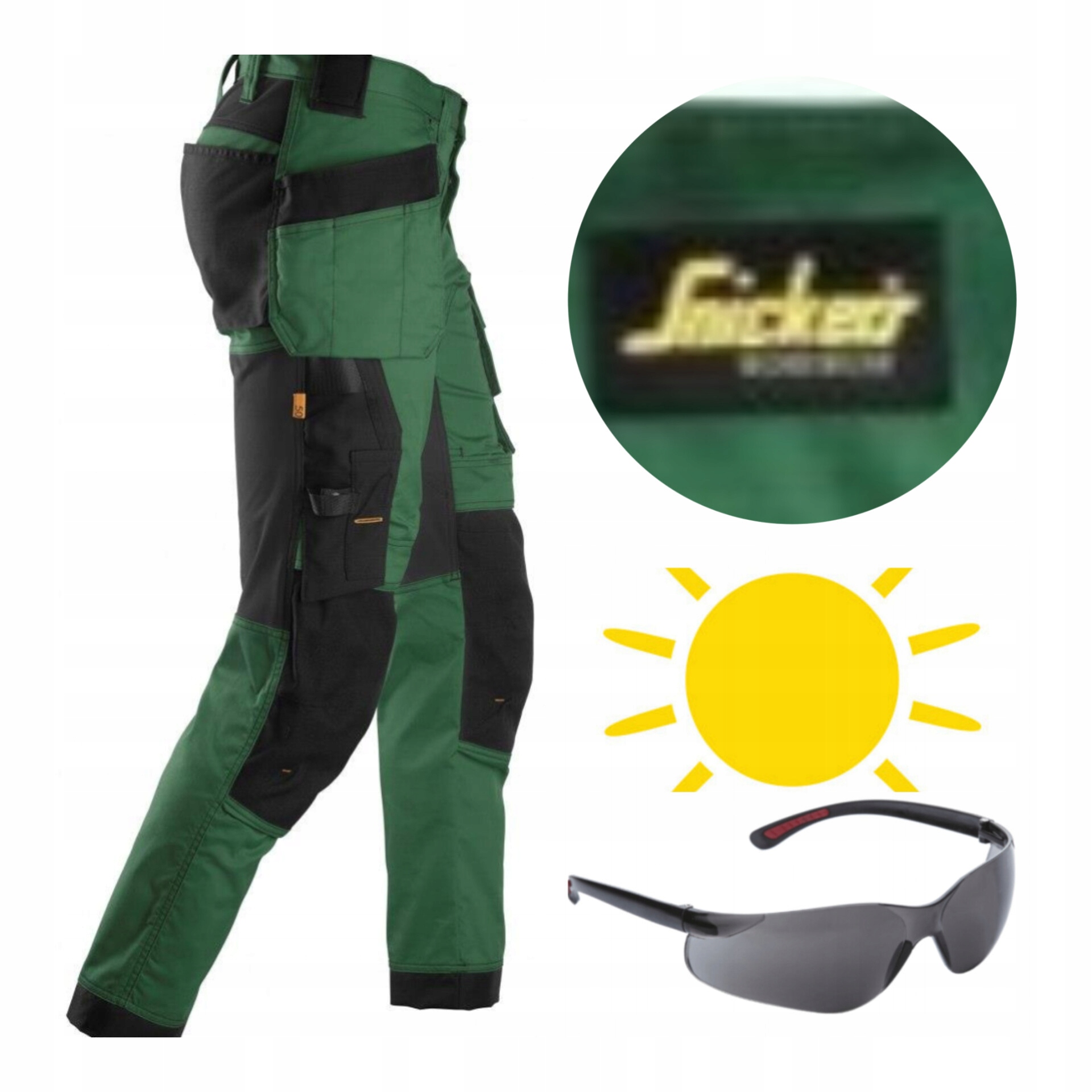 Pracovní kalhoty Snickers Stretch AllroundWork 6241 zelené brýle 50