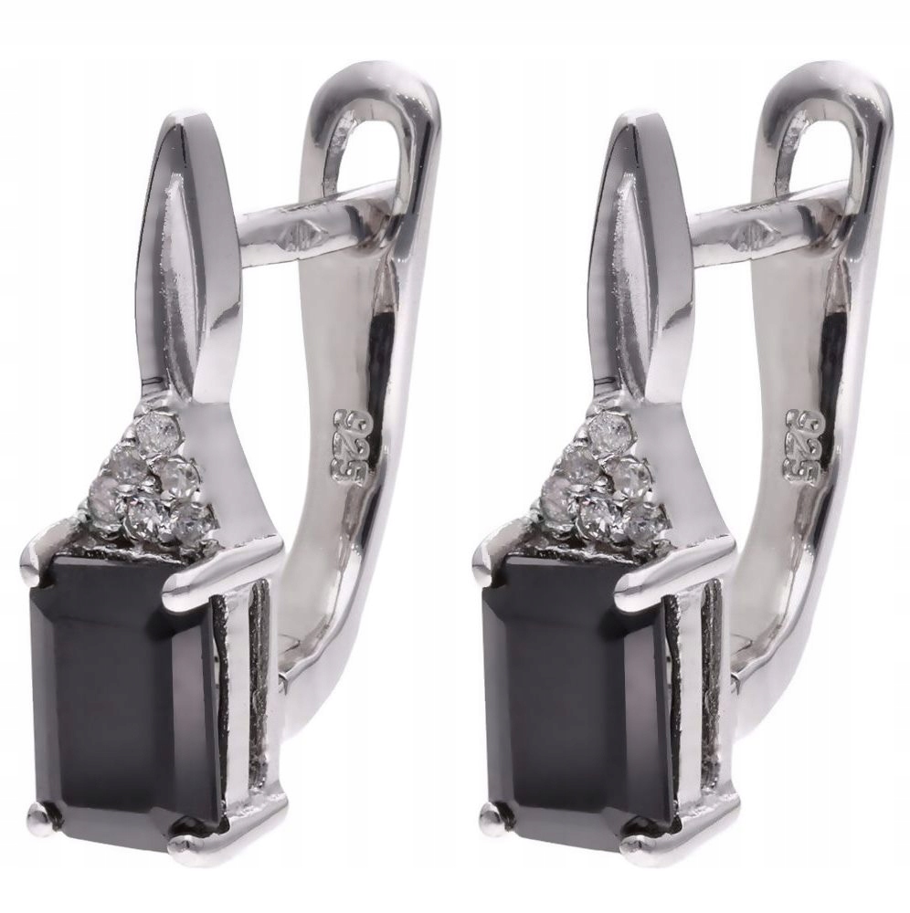 Stříbrné náušnice Ag 925 černý onyx s diamantem CVD-2061-E-OX