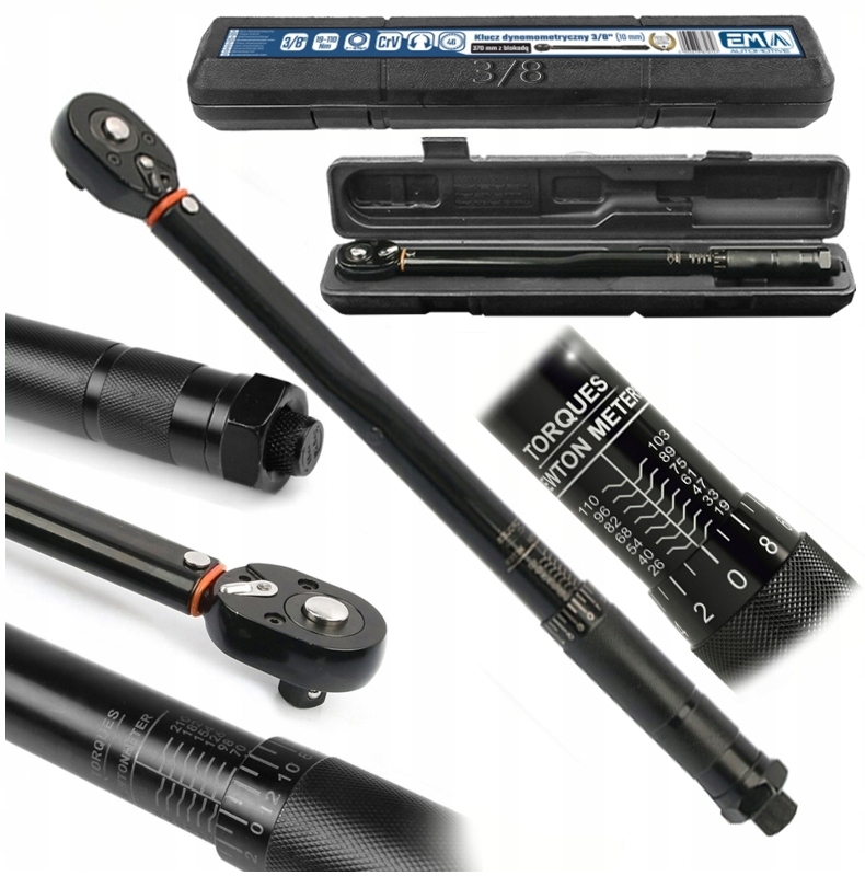 KLUCZ DYNAMOMETRYCZNY Z BLOKADĄ BLOKADA 3/8 " 19-110nm DWUKIERUNKOWY Z ETUI