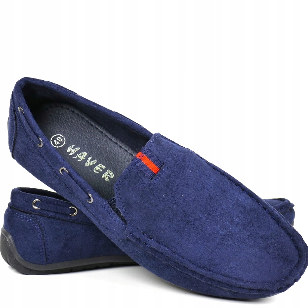 Mokasíny Pánské Nazouvací Boty Tmavě Modré Semišové Elegantní Pohodlné