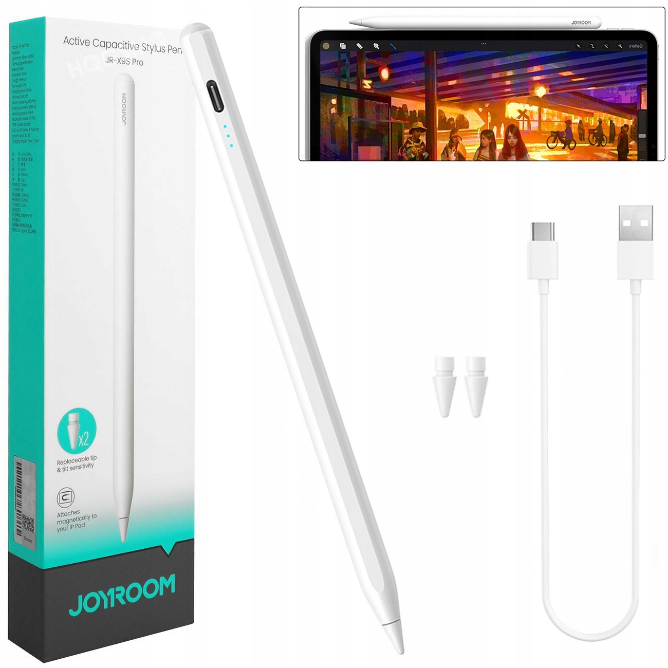 RYSIK AKTYWNY PEN STYLUS DO IPADA + WYMIENNE KOŃCÓWKI PENCIL