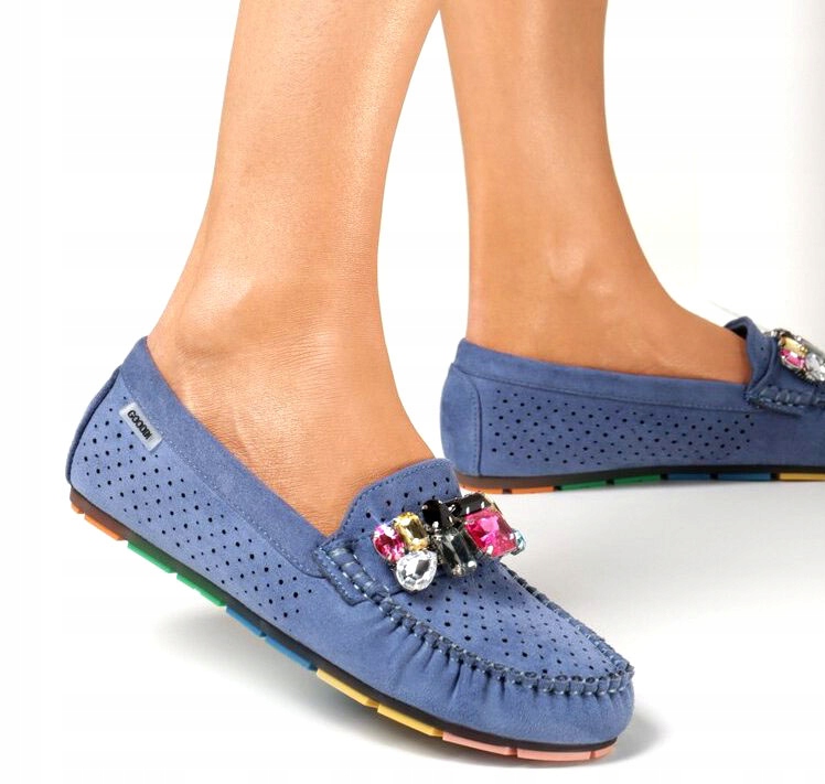 MIĘKKIE MOKASYNY DAMSKIE GOODIN ZAMSZ FL 677 r 37 Model GDFL677