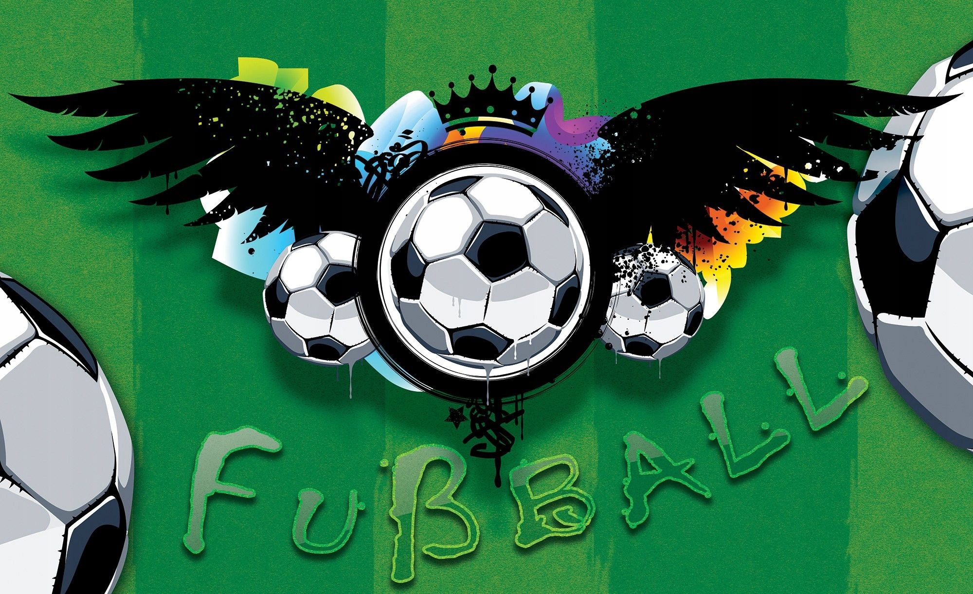 Fototapeta Futbal Graffiti Koruna Krídla Vinylové farby 208x146 lepidlo