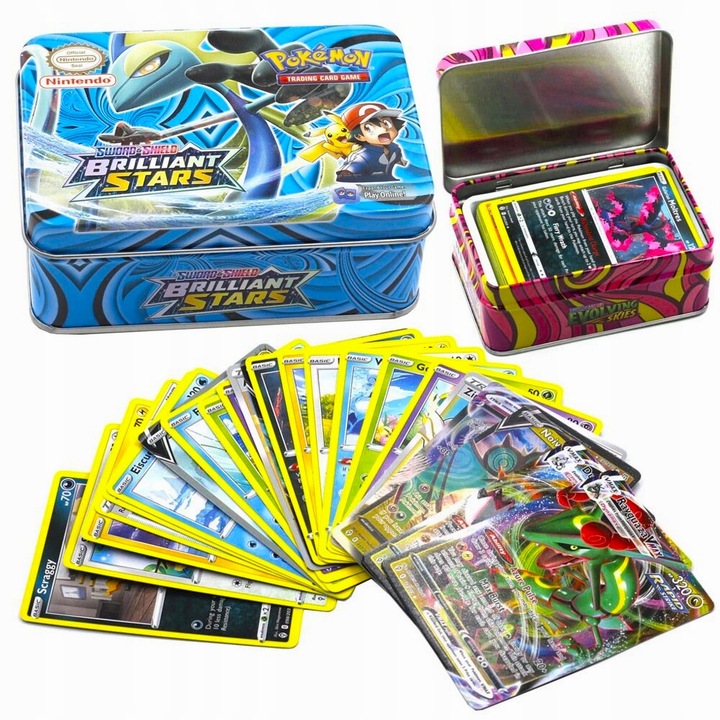 Pokemon Karty Metalowa Puszka Box Zestaw 41 Kart 3 SPECJALNE