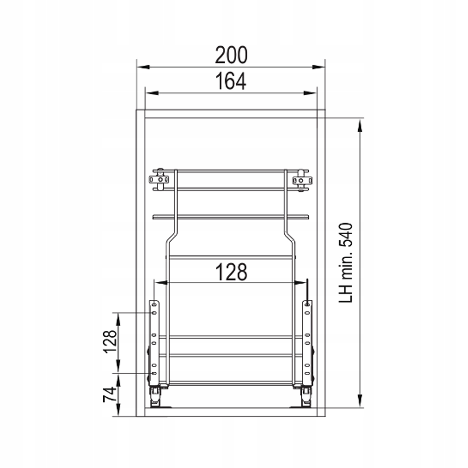 Kosz cargo 20cm 2p. 200 z systemem jezdnym cichy domyk Variant Multi REJS Liczba poziomów 2