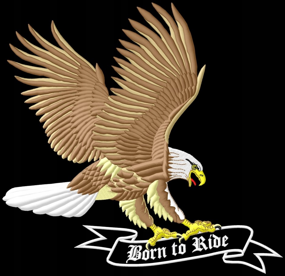 Naszywka orzeł Born to Ride XL haftowana z termofolią