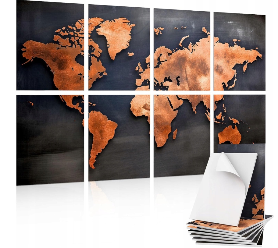 Akustické Panely Zhlušujúca Mapa Sveta 30X40X1 CM 8 Kusov Dekorácia Na Steny